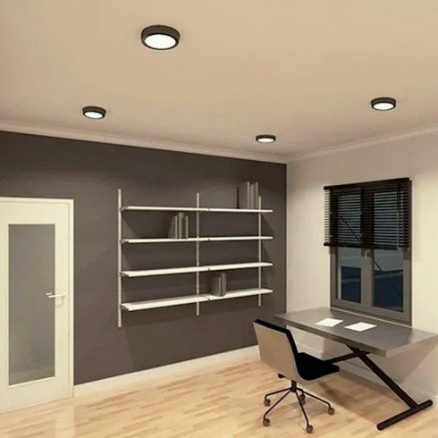 PLAFÓN CIRCULAR LED 12W LUZ CÁLIDA NEGRO MACROLED (NPR12WW)