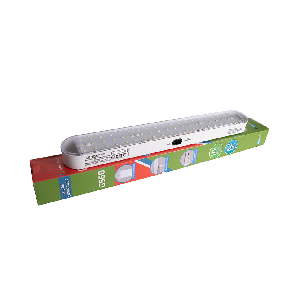 LUZ EMERGENCIA 60 LED BATERIA LITIO AUTONOMÍA 3HORAS / 6 HORAS PTGS60 (PTGS60)