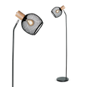 LAMPARA PIE CHAPA Y MADERA CON CABEZAL REJILLA NEGRO PARA E27 DABOR (OSAKA-P NEGRO)