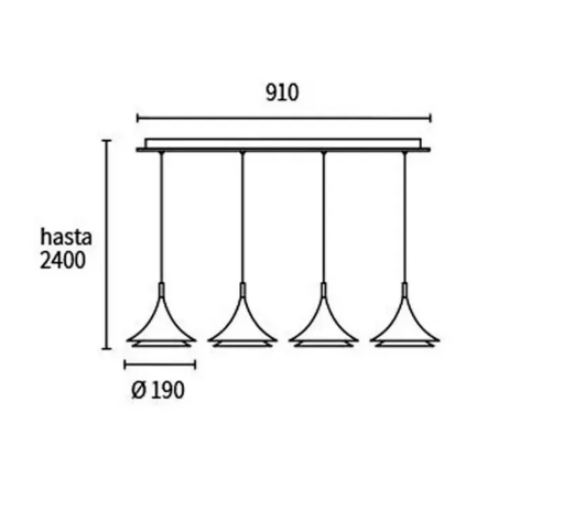 COLGANTE LED 4 LUCES DE CHAPA NEGRO Y DORADO EN SU INTERIOR 4X7W LED DABOR (MENFIS NEGRO)