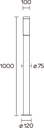 FAROLA Hº ALT.1000MM E27 VISOR 48CM NEGRA (2500/1000)
