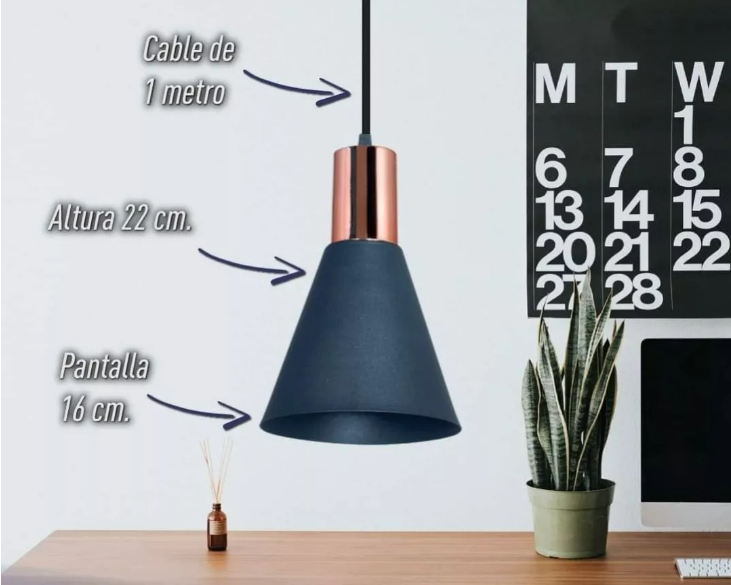 COLGANTE C/PANTALLA MET. EMBUDO 1L NG-COBRE SJ (OS6810-52)