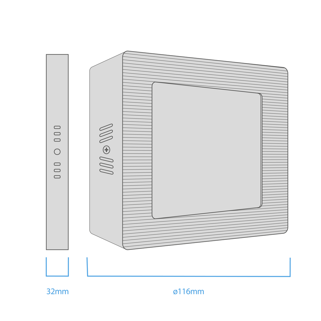 PLAFON LED CUADRADO NEGRO  6W CALIDO 121X40MM MACROLED (NPC06WW)