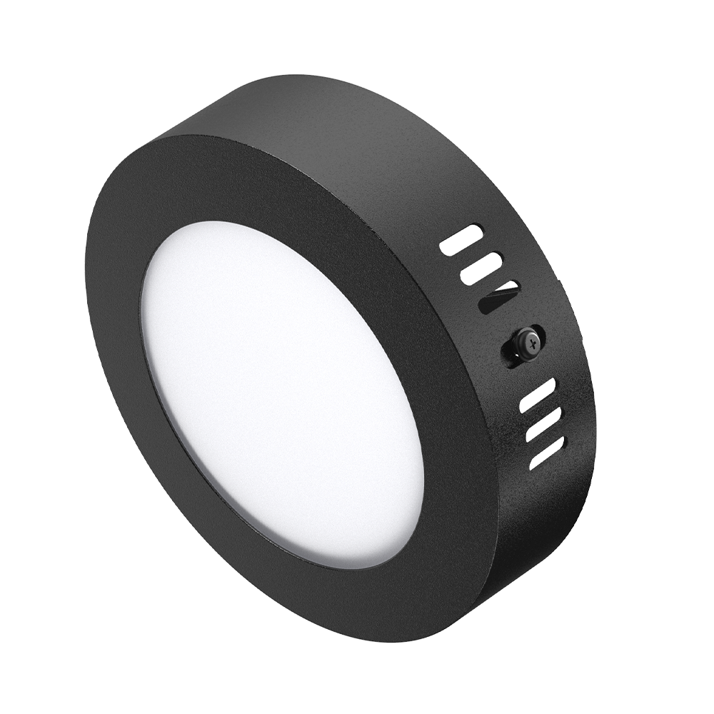 PLAFON LED REDONDO NEGRO 6W CALIDO 121X40MM MACROLED (NPR06WW)