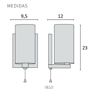 APLIQUE VELO DE PARED PLATIL C/TULIPA SATINADA E.27 DABOR (VELO)