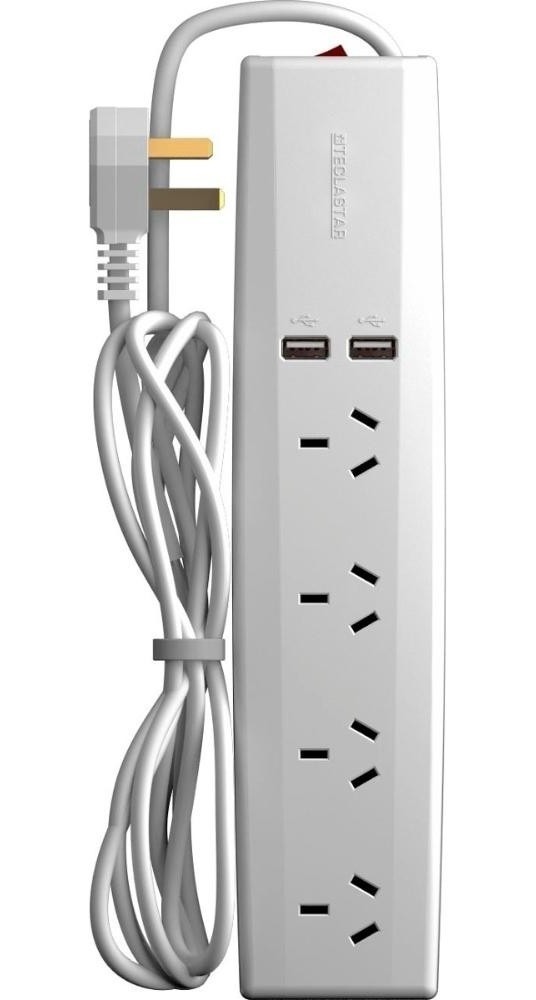 PROLONGACIÓN MÚLTIPLE 4 TOMAS + 2USB 2MTS TECLASTAR (802)