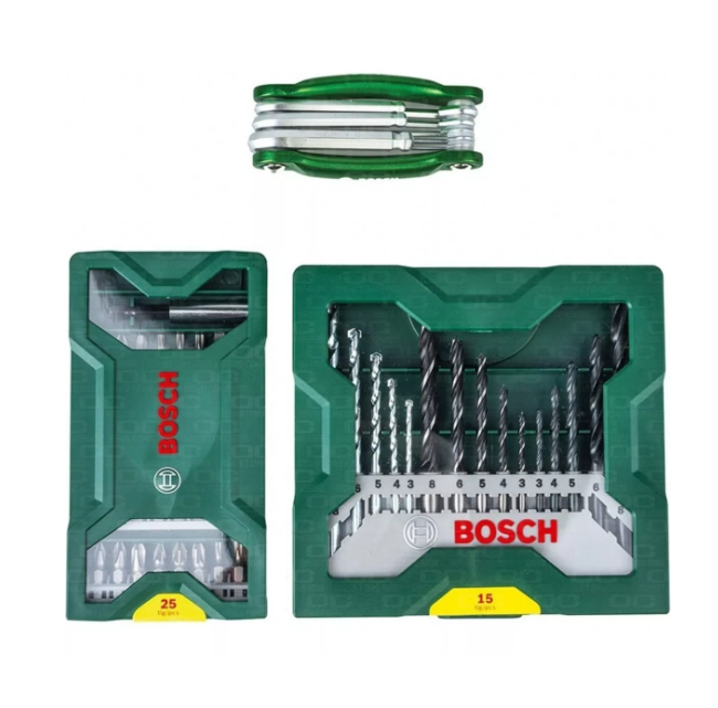 SET BOSCH 15 MECHAS + 25 PUNTAS + LLAVERO TORX/ALLEN (2607017333)