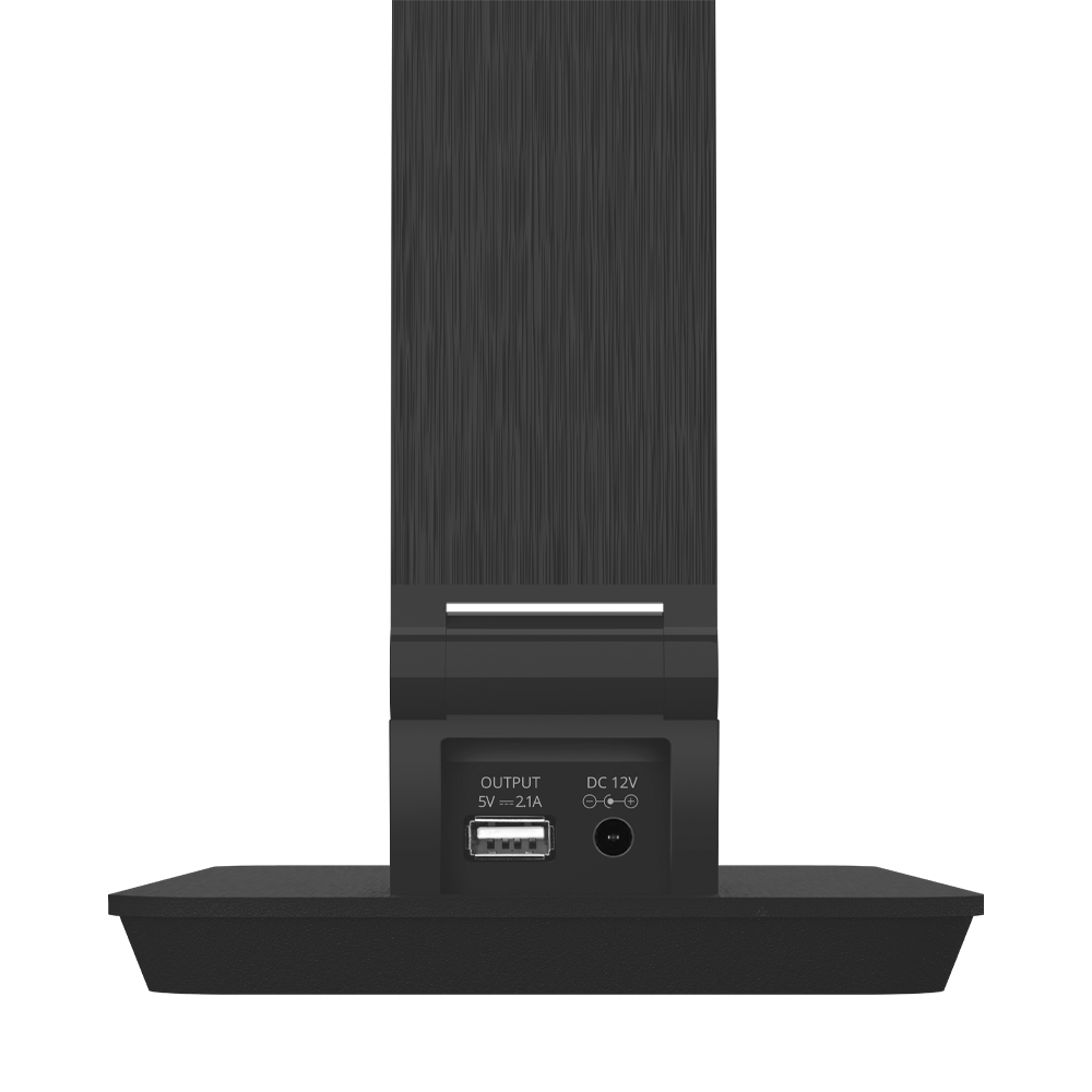 LAMPARA LED VELADOR NEGRO, 10W520LM, AC100-240V, RA>80, 5 TEMPCOLOR, DIMEABLE, CARGADOR RAPIDO INALAMBRICO, SALIDA USB, MEMORIA ULTIMA FUNCION  MACROLED (CERES)