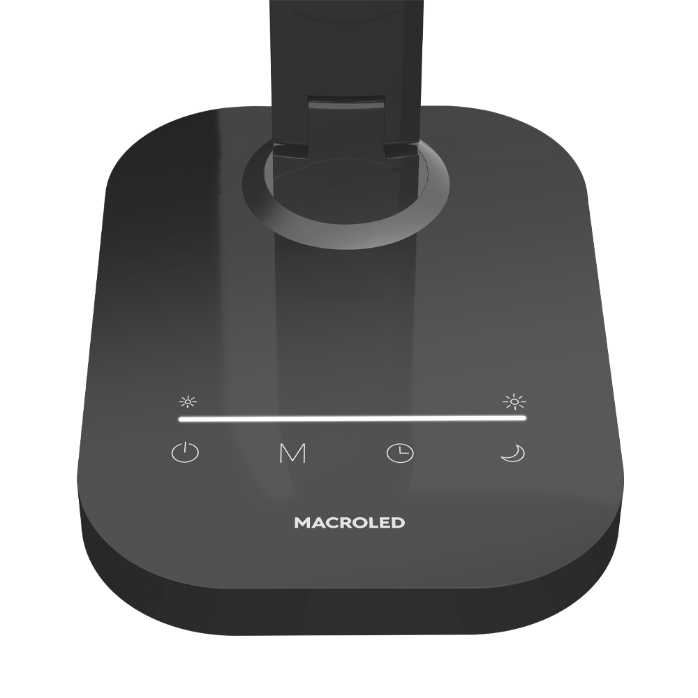 LAMPARA LED VELADOR NEGRO, 7W500LM, AC100-240V, RA>80, 5 TEMP.COLOR, DIMERIZABLE, LUZ NOCTURNA, SALIDA USB, MEMORIA ULTIMA FUNCION MACROLED (DIANA)