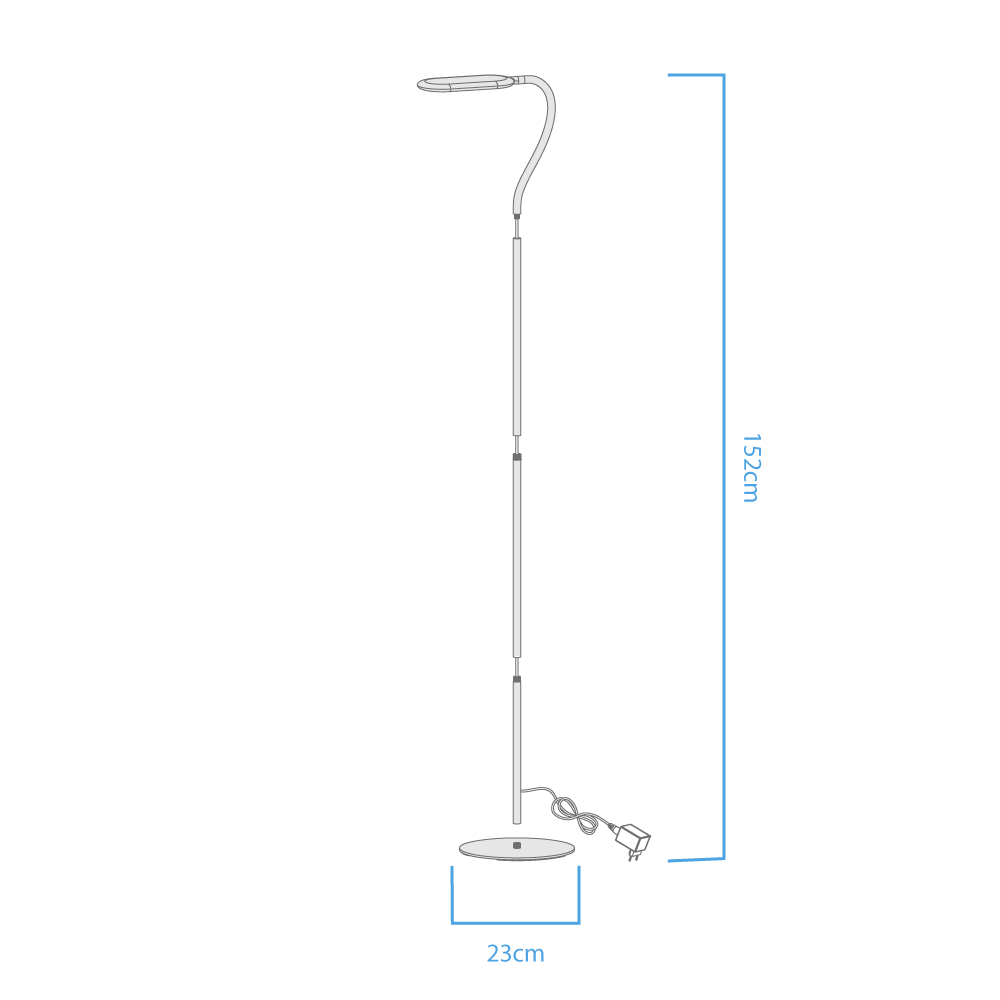 LAMPARA DE PIE JUPITER BLANCO LED 10W 850LM 3 COLORES DE LUZ DIMERIZABLE, MEMORIA DE ULTIMA FUNICON MACROLED