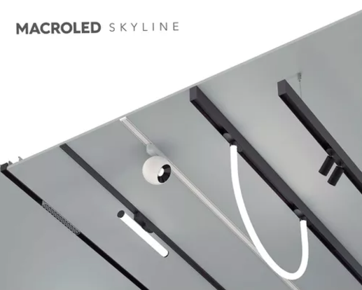 RIEL MAGNETICO SKYLINE NEGRO MACROLED 2M, DC48V, CON ENDCAP SKYLINE (RMS-2M-N)