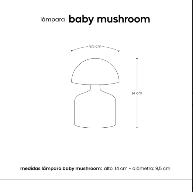 LAMPARA DE MESA BABY MUSHROOM LED INALAMBRICA MINI HONGO NEGRO (IME033NE)