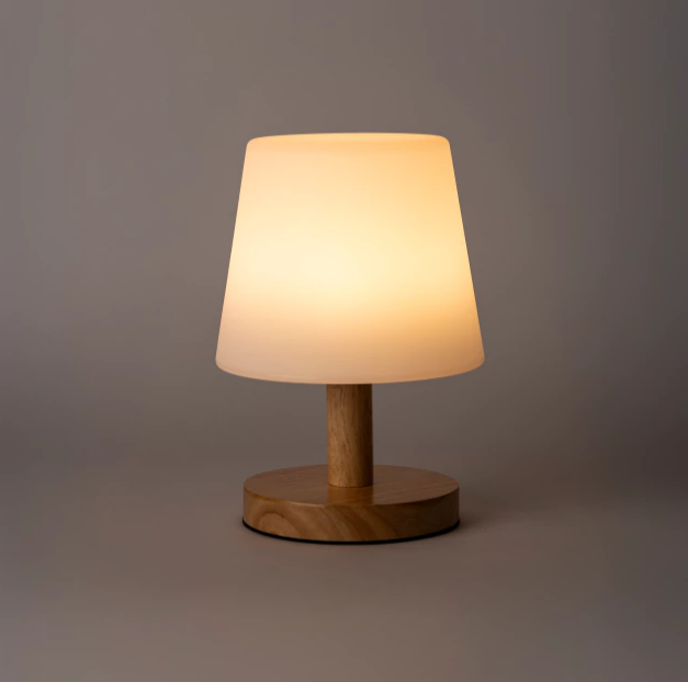 LAMPARA DE MESA EDISON LED INALAMBRICA BASE MADERA (IME032BL)