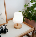 LAMPARA DE MESA EDISON LED INALAMBRICA BASE MADERA (IME032BL)
