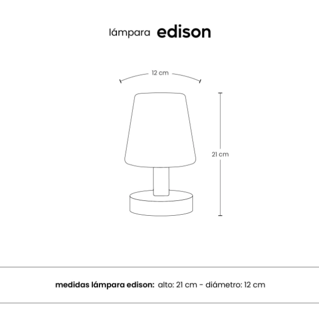 LAMPARA DE MESA EDISON LED INALAMBRICA BASE MADERA (IME032BL)