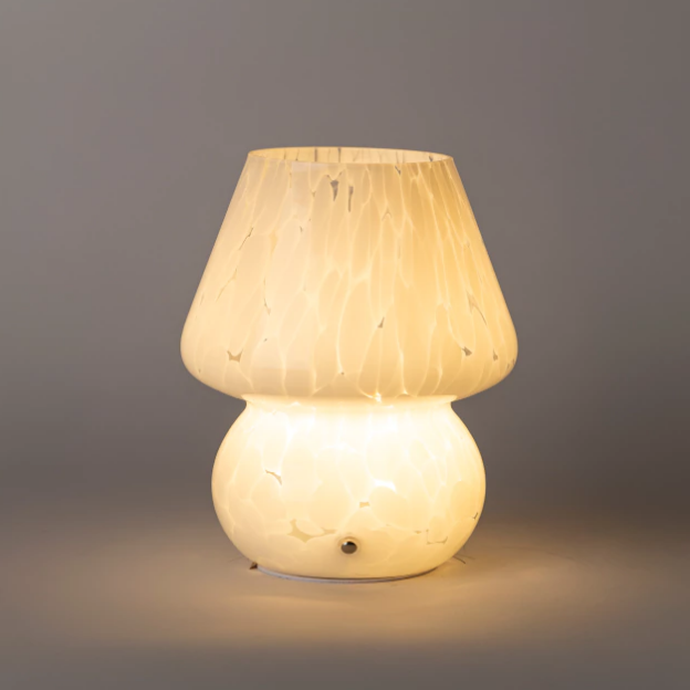 LAMPARA DE MESA PETITE FUNGI LED INALAMBRICA DE VIDRIO PRINT BLANCO (IME022BL)
