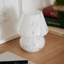 LAMPARA DE MESA PETITE FUNGI LED INALAMBRICA DE VIDRIO PRINT BLANCO (IME022BL)