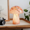 LAMPARA DE MESA FUNGI LED INALAMBRICA DE VIDRIO HONGO BLANCO Y NARANJA (IME023NR)