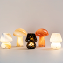 LAMPARA DE MESA FUNGI LED INALAMBRICA DE VIDRIO HONGO BLANCO Y NARANJA (IME023NR)