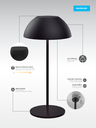 LAMPARA INALAMBRICA BELL NEGRO, DIMERIZABLE, 2700K, C/ CABLE USB-C (BELL-N)