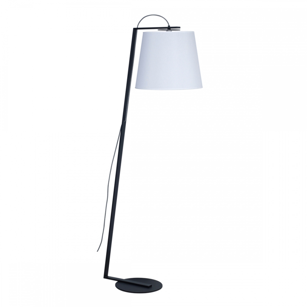 LAMPARA DE PIE NEGRO CON PANTALLA BLANCA KINU LUZ DEL SIGLO (LP7500-01 NGC PANTALLA YLB)