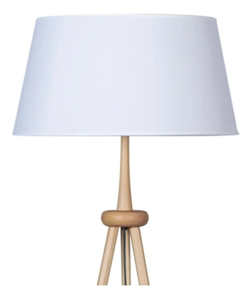 LÁMPARA DE PIE PALO BLANCO C/PATAS MADERA E27 CARILUX (1113)