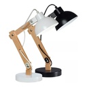 LÁMPARA MESA EN MADERA Y CHAPA BLANCA C/CABLE (ARLON-V-BLANCA)