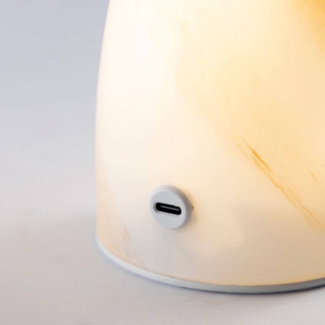 VELADOR FUNGI AMBAR Y BLANCO (IME023AR)