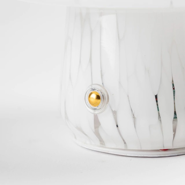 LAMPARA DE MESA LED INALAMBRICA DE VIDRIO HONGO BLANCO (IME041BL)