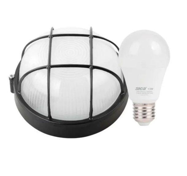 TORTUGA C/LAMPARA 13W REDONDA NEGRO 3000K SICA (630312)