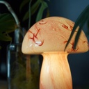 LAMPARA DE MESA FUNGI LED INALAMBRICA DE VIDRIO HONGO BLANCO Y NARANJA  / BLANCO Y ROSA(IME023NR)