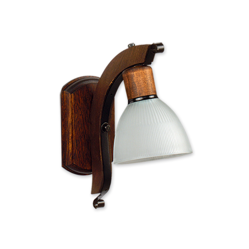 APLIQUE 1 LUZ MADERA RUSTICA TULIPA PRENSADA 13CM (401/1)