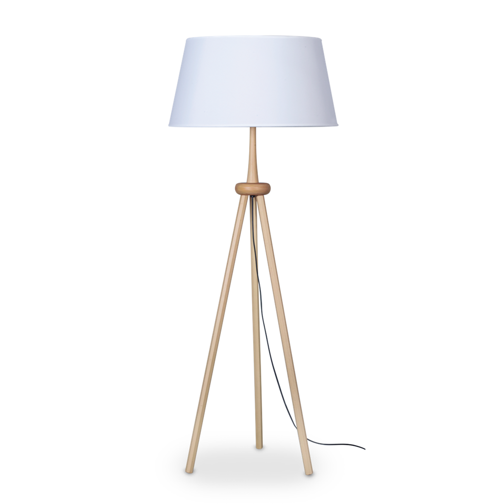 LÁMPARA DE PIE PALO BLANCO C/PATAS MADERA E27 CARILUX (1113)