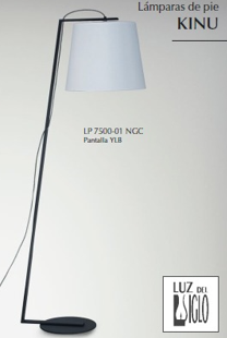 LAMPARA DE PIE NEGRO CON PANTALLA BLANCA KINU LUZ DEL SIGLO (LP7500-01 NGC PANTALLA YLB)
