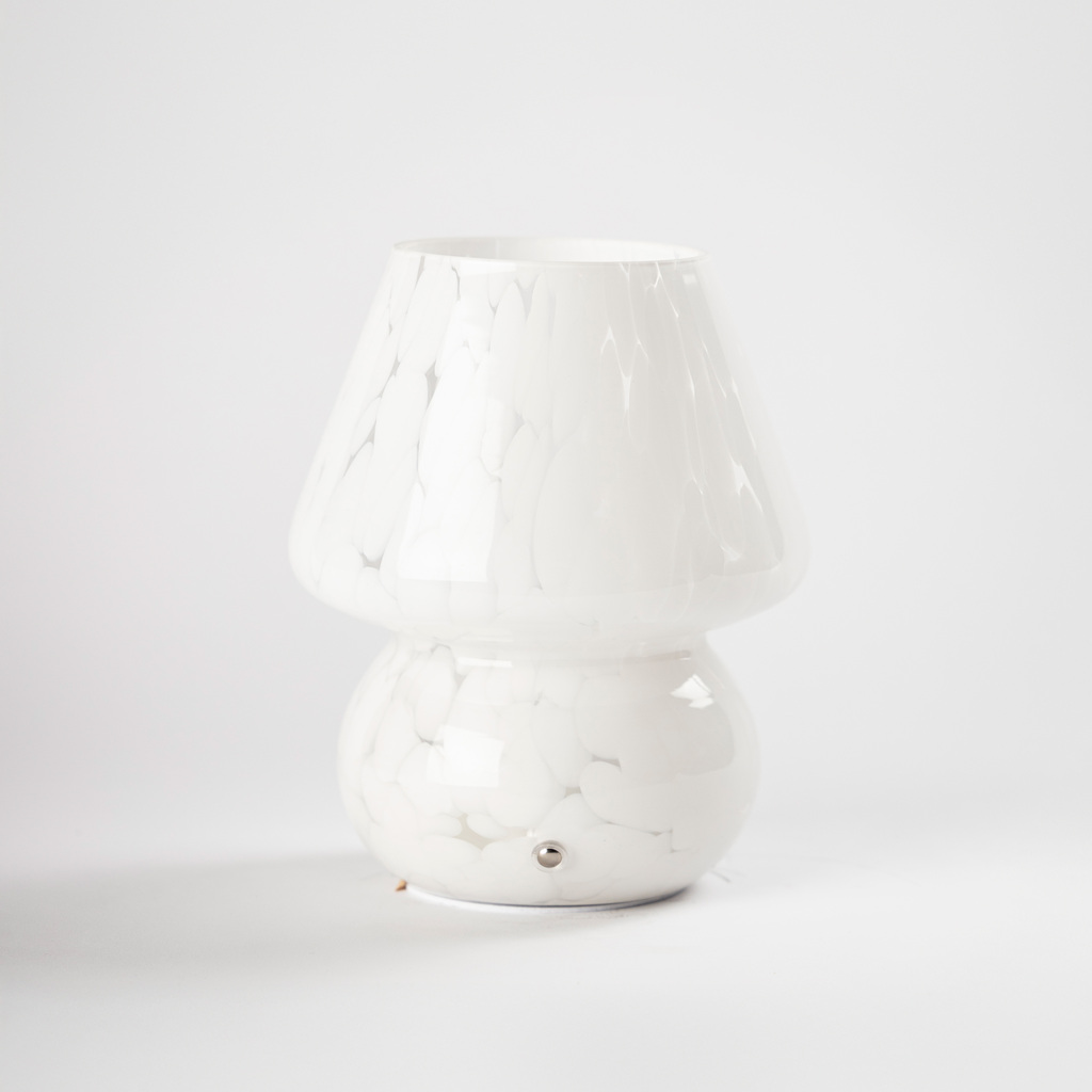 LAMPARA DE MESA PETITE FUNGI LED INALAMBRICA DE VIDRIO PRINT BLANCO (IME022BL)