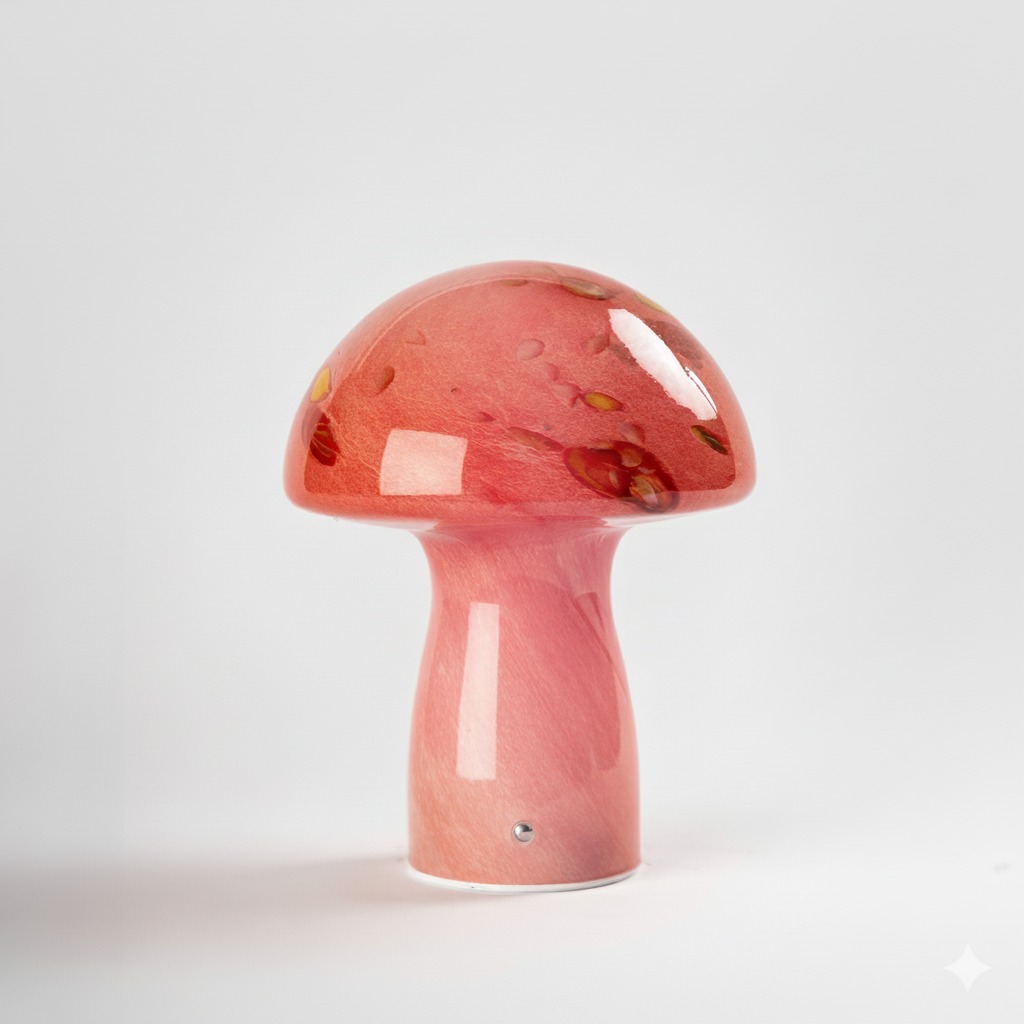 LAMPARA DE MESA FUNGI LED INALAMBRICA DE VIDRIO HONGO BLANCO Y ROSA/NARANJA (IME023NR)