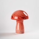 LAMPARA DE MESA FUNGI LED INALAMBRICA DE VIDRIO HONGO BLANCO Y NARANJA  / BLANCO Y ROSA(IME023NR)