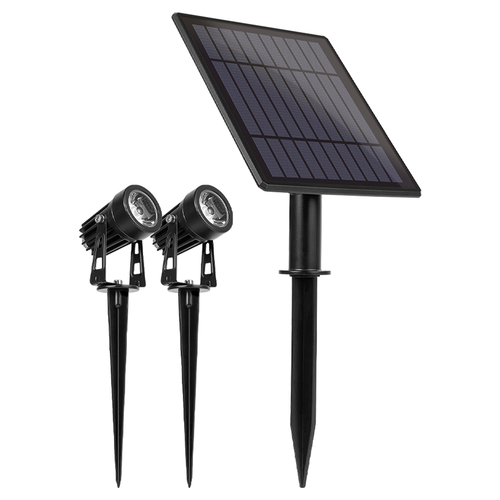 ESTACA LED SOLAR 1 PANEL 2 ESTACAS 2W BLANCO CALIDO 3000K (ELSX2-2W-IP65-WW)