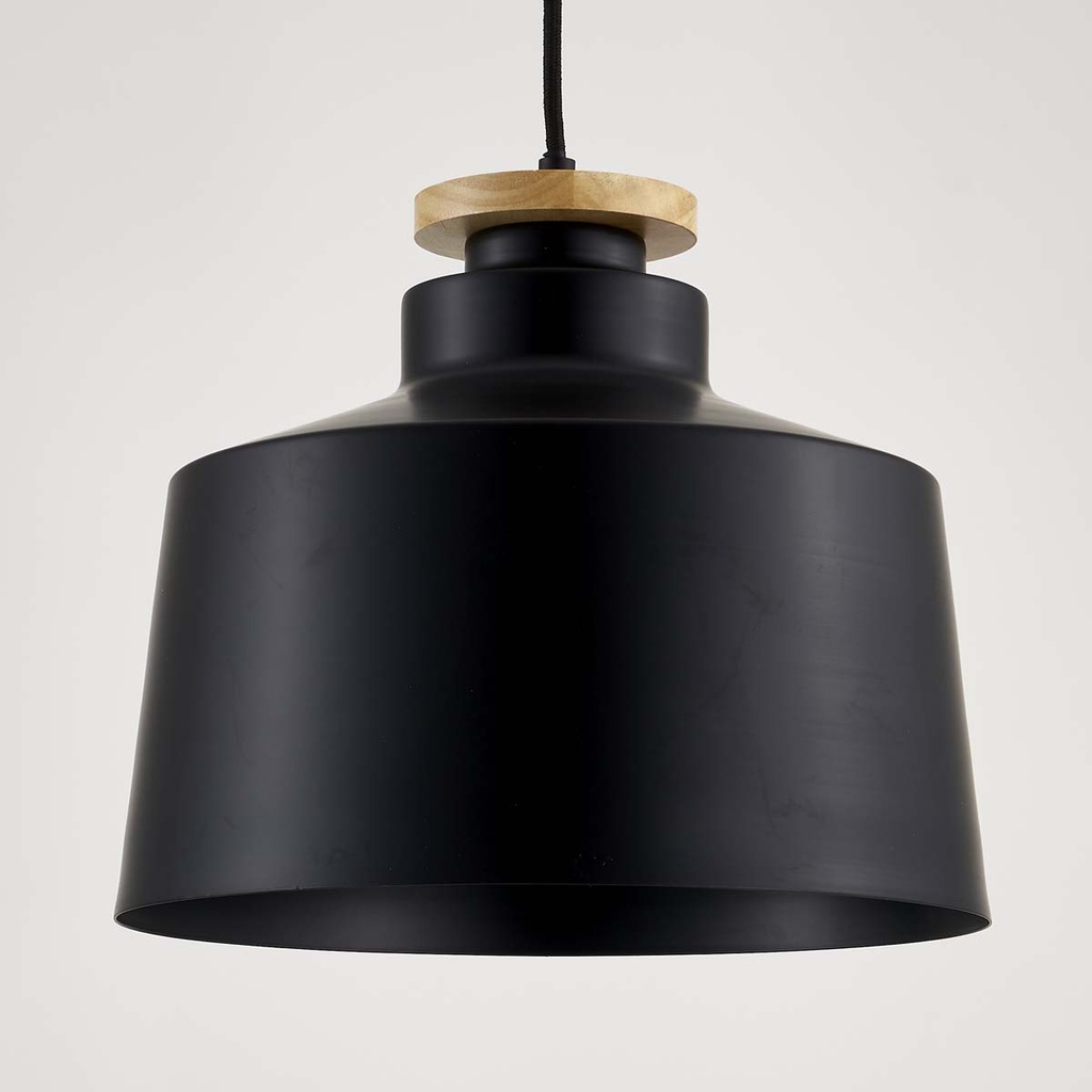 LAMPARA COLGANTE MINI METAL Y MADERA NEGRO (ITE011NE)