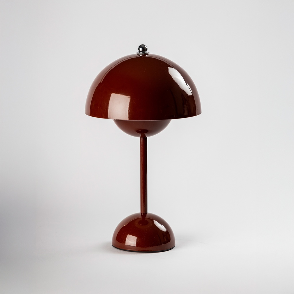 LAMPARA DE MESA LED INALAMBRICA 2 PANTALLAS ESFERICAS SEMICIRCULARES ENFRENTADAS VINO BRILLANTE (IME031VI)