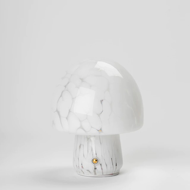 LAMPARA DE MESA LED INALAMBRICA DE VIDRIO HONGO BLANCO (IME041BL)