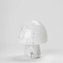 LAMPARA DE MESA LED INALAMBRICA DE VIDRIO HONGO BLANCO (IME041BL)