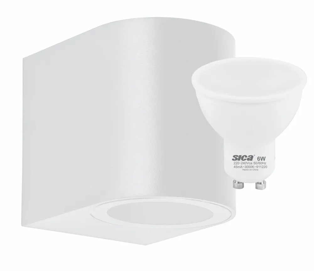 APLIQUE UNIDIRECCIONAL REDONDO + LÁMPARA 6W LED 3000K BLANCO SICA (630414)