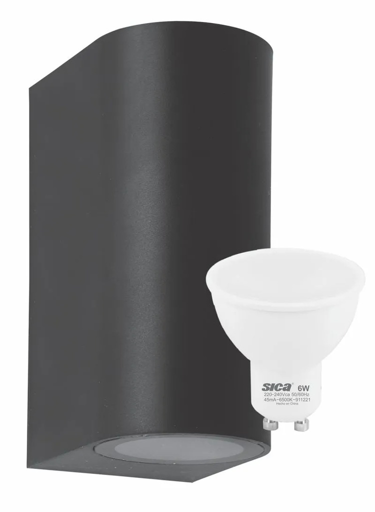 APLIQUE BIDIRECCIONAL REDONDO + LÁMPARA 12W LED 3000K NEGRO SICA (630412)