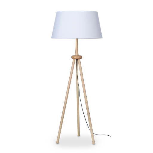 [9516221] LÁMPARA DE PIE PALO BLANCO C/PATAS MADERA E27 CARILUX (1113)