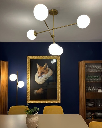 [9509005] COLGANTE ESTRELLA 5 TULIPAS OPAL EN BRONCE FUNCA