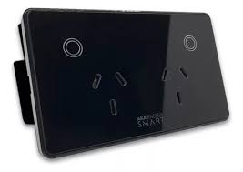 [4317017] MODULO TOUCH SMART TOMACORRIENTE DOBLE 5X10 NEGRO AKAI (1434B)