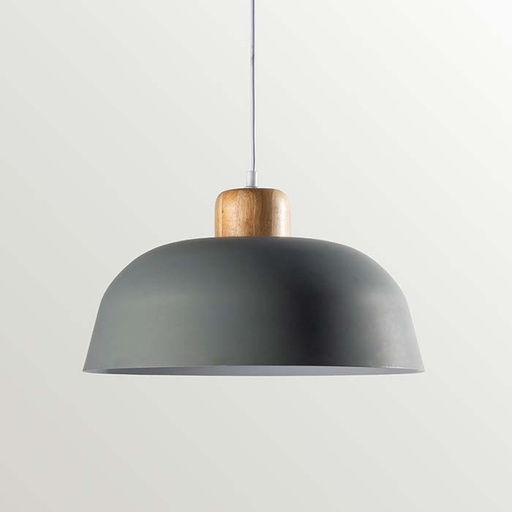 [9598019] LAMPARA COLGANTE METAL Y MADERA NORDICA GRIS 38 CM (ITE021GR)