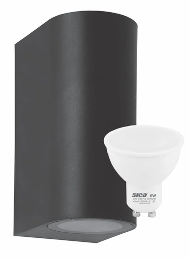 [9502008] APLIQUE BIDIRECCIONAL REDONDO + LÁMPARA 12W LED 3000K NEGRO SICA (630412)