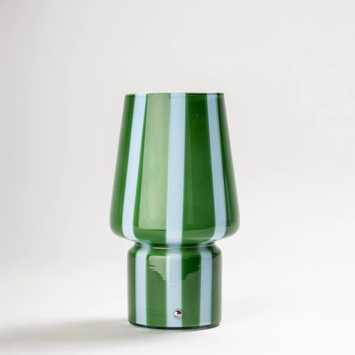 [9598038] LAMPARA LED INALAMBRICA DE VIDRIO RAYAS VERDES Y CELESTES ALTORANCHO (IME048CV)